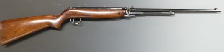 Webley Mark 3 .22 underlever air rifle with semi-pistol grip, Webley plaque inset to the stock and