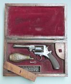 Adams 120 bore five-shot double action percussion revolver with chequered wooden grip, frame