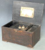 19thC visible bells musical box playing six airs on a 13cm cylinder, width of case 41cm