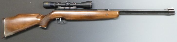 Weihrauch HW77 .22 underlever air rifle with chequered semi-pistol grip, raised cheek piece and
