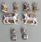 Eight British Army Gordon Highlanders, West Yorkshire Regiment and Lancashire Fusiliers metal collar