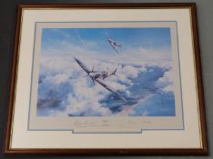 Robert Taylor first edition print 'Spitfire' signed by Douglas Bader and Johnnie Johnson, in