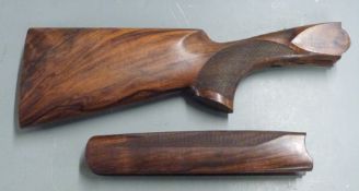 Perazzi semi-pistol grip shotgun stock (41.5cm long) and chequered forend (26.5cm long)
