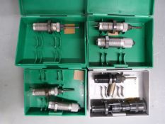 Seven RCBS re-loading dies including .223 REM and .22-250 REM one Comp Seater, all in fitted boxes.