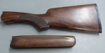Perazzi semi-pistol grip shotgun stock (42.5cm long) and chequered forend (26.5cm long)