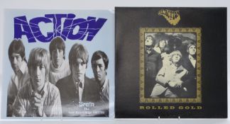 The Action - Brain (DIG005) insert and poster and Rolled Gold (DIG025) records and covers appear Ex