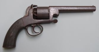 Webley Bentley 54 bore five-shot double action percussion revolver with chequered grips and 6 inch