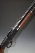 Stevens Model 67 Series E 12 bore five shot pump action shotgun with semi-pistol grip and named 24
