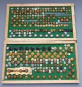 Collection of buttons including Royal Horse Artillery, Royal Flying Corps, Royal Sussex Regiment,