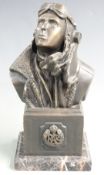 Royal Air Force WW2 Douglas Bader bronze on marble plinth, H28cm
