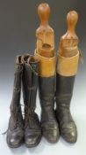 Pair of dispatch rider's boots, size 8 together with a pair of gentleman's leather riding boots
