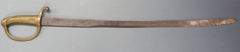 Spanish brass grip and hilt sword with Toledo 1877 to 69cm blade. PLEASE NOTE ALL BLADED ITEMS ARE