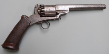 David Herman 54 bore six-shot percussion hammer action revolver with finely engraved frame, ring