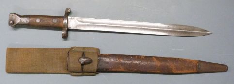 British 1888 Pattern Lee Metford bayonet MkII with grip plates secured by two rivets, 30cm blade,