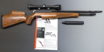 Air Arms S400 Classic .22 PCP air rifle with chequered semi-pistol grip, raised cheek piece,