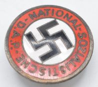 German Third Reich Nazi Party Member's enamel badge, button hole attachment, marked RZM GES. GESCU
