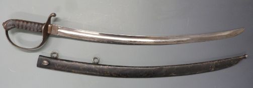 Continental 19thC sword the steel hilt and guard stamped II, 923 to ricasso, with 65cm fullered