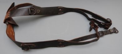 German WW2 leather 'y pattern' webbing marked 0/0355/00 to one of the straps