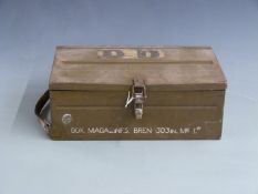 British Army Bren gun magazine box, complete with twelve magazines
