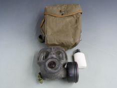 British Cold War era respirator/gas mask complete with de-contamination powder, pads and haversack