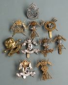 Ten British Army Lancer Regiments cap badges including 9th Lancers (J R Gaunt makers), 21st