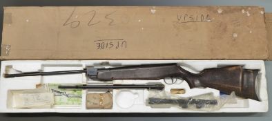 Webley Hawk Mk II .air rifle with .177 and .22 barrels, in original box with scope, accessories