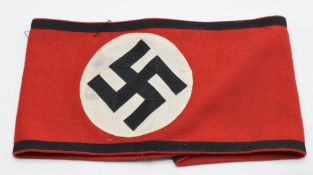 German Third Reich Nazi Party arm band with black edging and RZM paper label no 2444424 to interior