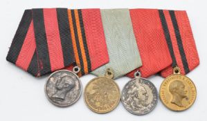 Four Russia medals comprising Nicholas I Award for Faithful Service, Alexander III 1881-1884