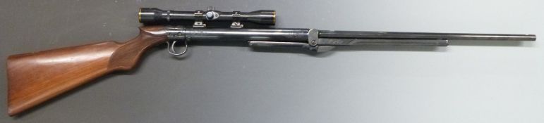 BSA Linclon Jeffries style long model .22 air rifle with scrolling engraving, BSA inlaid in gold
