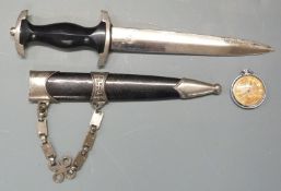 Replica Nazi dagger with sheath, 21.5cm blade and a replica Nazi pocket watch