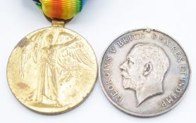 British Army WW1 War and Victory medals named to 3877 Pte H J Wride, Gloucestershire Regiment
