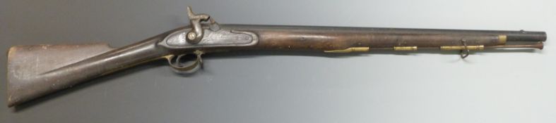 Elliott's type percussion converted from flintlock rifle with 'Tower' and crown cypher stamped to