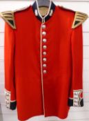 British Army scarlet bandsman's tunic with Grenadier Guards buttons, epaulets and devices with Royal