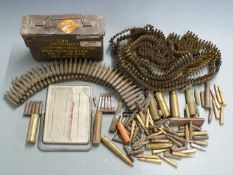 A collection of empty brass rifle cartridges including large calibres some military marked and