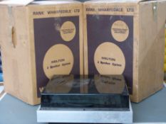 Garrard Synchro-Lab 72b record deck together with a pair of Wharfdale Melton speakers in walnut