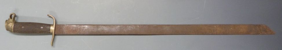 Continental sword with eagle head pommel, brass crossguard and 70cm blade. PLEASE NOTE ALL BLADED