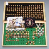 Collection of buttons including Royal Observer Corps, Royal Air Force, Artists Rifles, Royal Coat of
