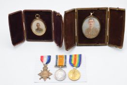 British Army WW1 medals comprising 1914-1915 Star, named to 1612 Pte G M Popple, East Kent Regiment,