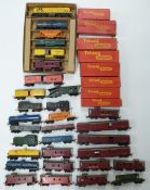 Thirty-nine Tri-ang and Tri-ang Hornby 00 gauge model railway transcontinental goods, wagons, vans