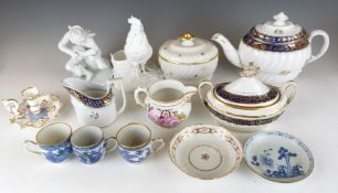 A collection of 18/19thC porcelain including Chinese, Masons Imari, shaped dishes etc, German