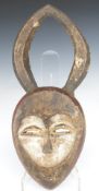 African tribal Kota mask with horns, Gabon, H44cm