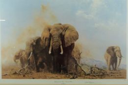David Shepherd signed limited edition (39/185) print 'Elephants in the Tsavo National Park',