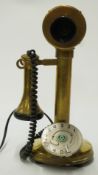 Vintage style brass candlestick telephone, H33cm