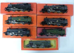 Seven Tri-ang and Tri-ang Hornby 00 gauge model railway tank locomotives including Class 3, 3MT etc,