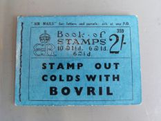 Edward VIII two shilling stamp booklet with 'Stamp out colds with Bovril' advertising motif