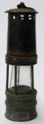 Vintage miner's lamp stamped to the base 1756, 26cm tall