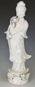 Chinese blanc de chine figure of Guanyin, H36.5cm
