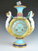 Wedgwood majolica 19thC pedestal figural clock from the mermaid vase modelled by Hugues Protat,