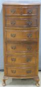 A mahogany bow fronted chest of six drawers, W47 x D36 x H114cm