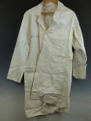 A white Damien Hirst/ Science lab/warehouse coat with Hirst spot design and logos to pockets, size